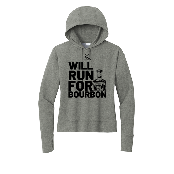 WILL RUN FOR BOURBON (Black) - Womens Flex Fleece Pullover Hoodie
