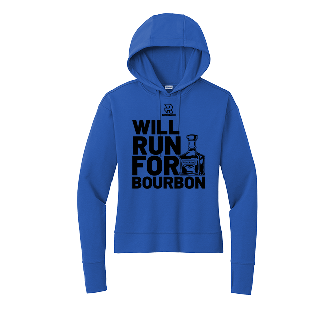 WILL RUN FOR BOURBON (Black) - Womens Flex Fleece Pullover Hoodie