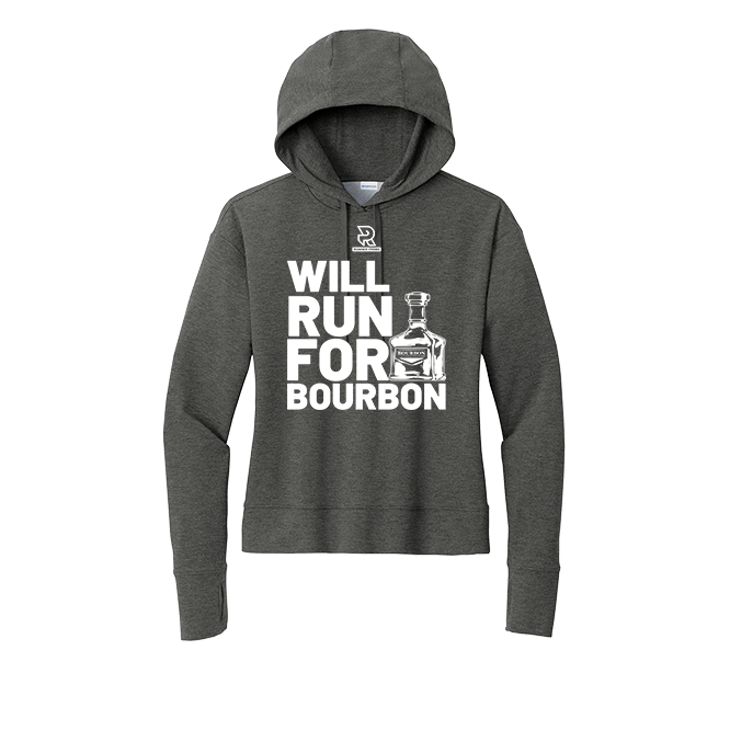 WILL RUN FOR BOURBON (White) - Womens Flex Fleece Pullover Hoodie