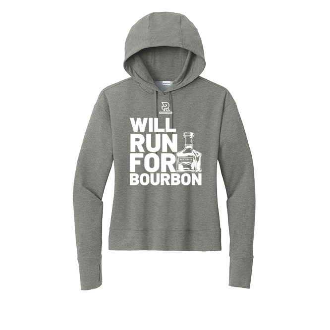 WILL RUN FOR BOURBON (White) - Womens Flex Fleece Pullover Hoodie