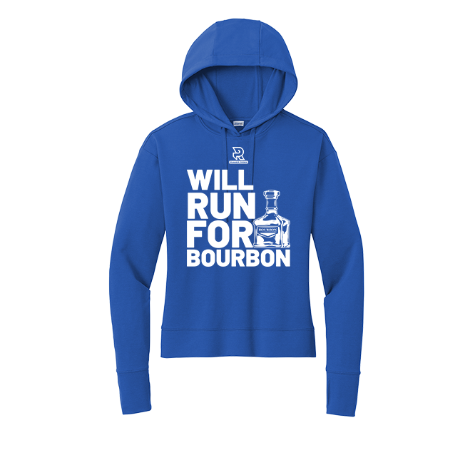 WILL RUN FOR BOURBON (White) - Womens Flex Fleece Pullover Hoodie