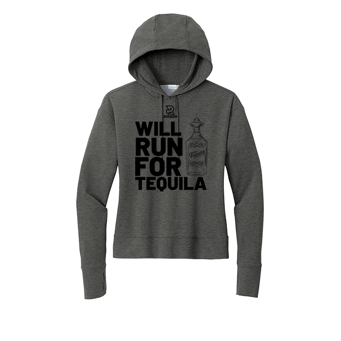 WILL RUN FOR WINE (Black) - Womens Flex Fleece Pullover Hoodie