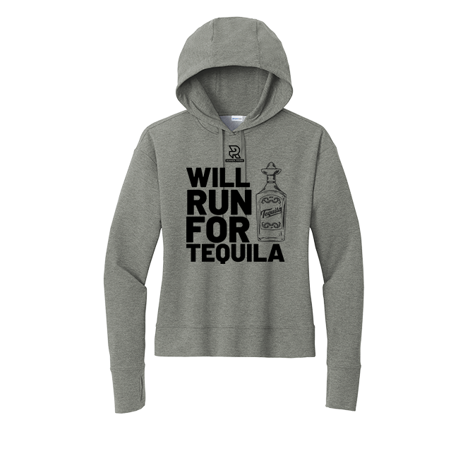 WILL RUN FOR WINE (Black) - Womens Flex Fleece Pullover Hoodie