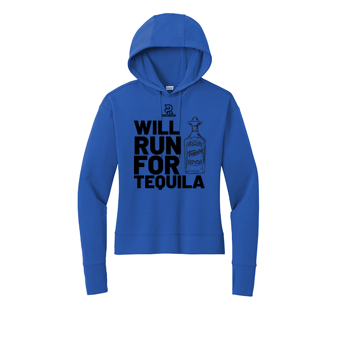 WILL RUN FOR WINE (Black) - Womens Flex Fleece Pullover Hoodie