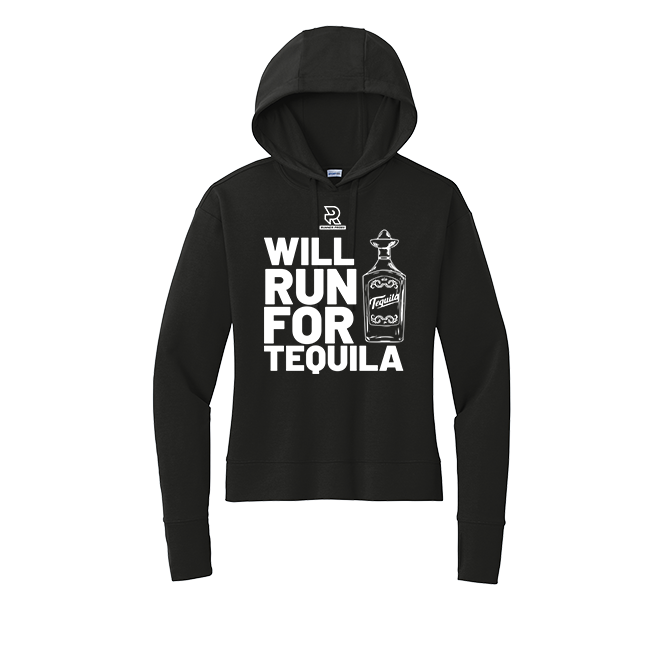 WILL RUN FOR WINE (White) - Womens Flex Fleece Pullover Hoodie