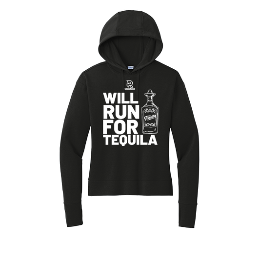 WILL RUN FOR WINE (White) - Womens Flex Fleece Pullover Hoodie