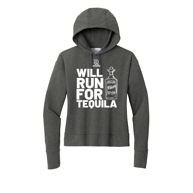WILL RUN FOR WINE (White) - Womens Flex Fleece Pullover Hoodie