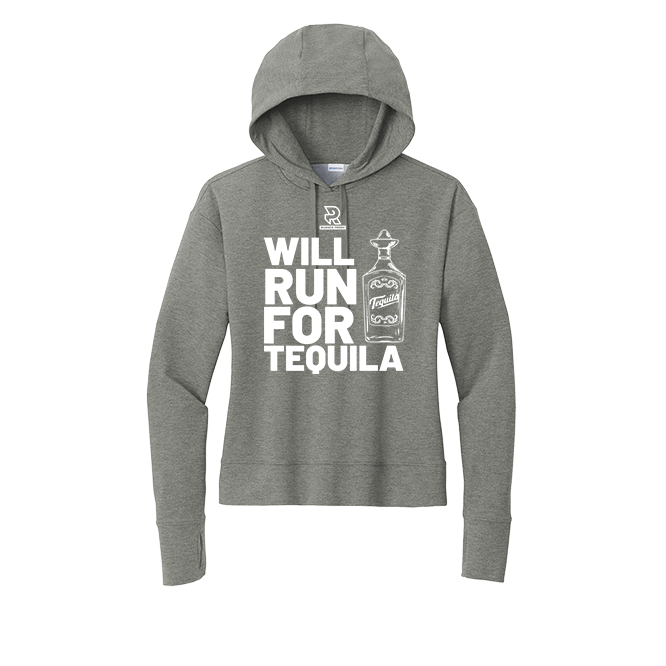 WILL RUN FOR WINE (White) - Womens Flex Fleece Pullover Hoodie