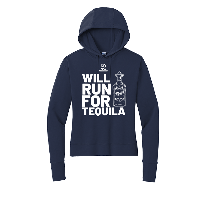 WILL RUN FOR WINE (White) - Womens Flex Fleece Pullover Hoodie
