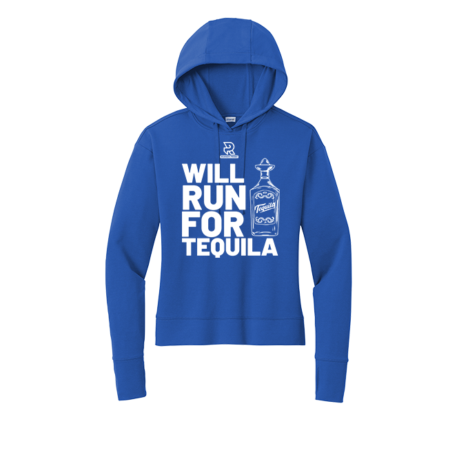 WILL RUN FOR WINE (White) - Womens Flex Fleece Pullover Hoodie