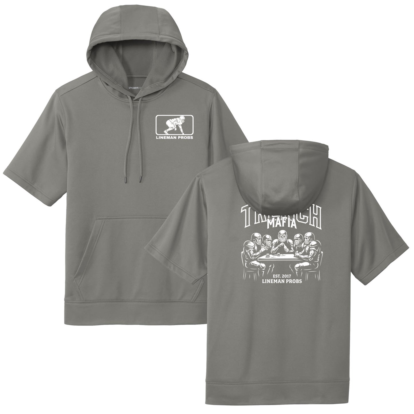 BIG BONED - TRENCH MAFIA (White) - Short Sleeve Hoodie