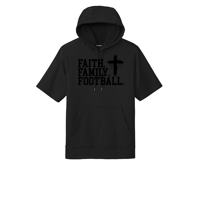 FAITH FAMILY FOOTBALL (A) (Black) - Short Sleeve Hoodie