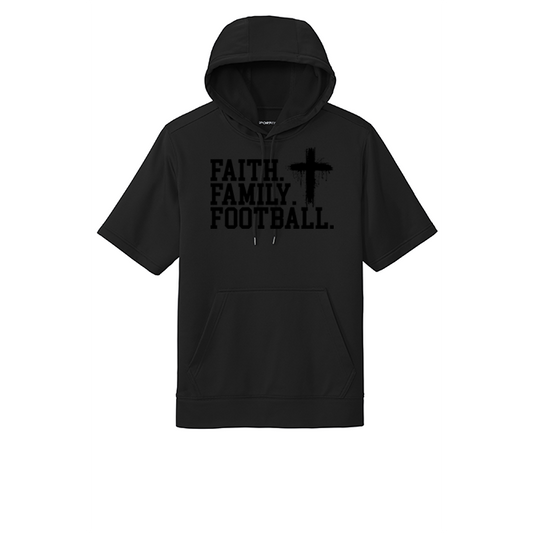 FAITH FAMILY FOOTBALL (A) (Black) - Short Sleeve Hoodie