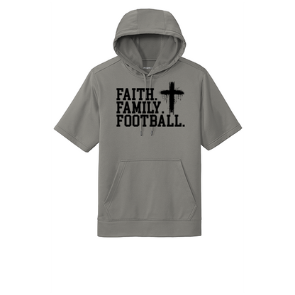 FAITH FAMILY FOOTBALL (A) (Black) - Short Sleeve Hoodie