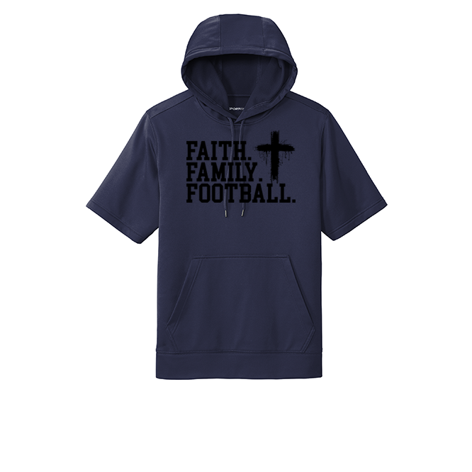 FAITH FAMILY FOOTBALL (A) (Black) - Short Sleeve Hoodie