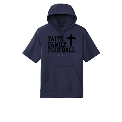 FAITH FAMILY FOOTBALL (A) (Black) - Short Sleeve Hoodie
