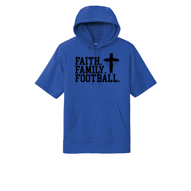FAITH FAMILY FOOTBALL (A) (Black) - Short Sleeve Hoodie