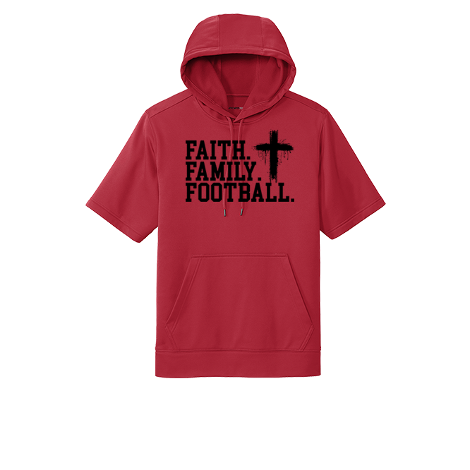 FAITH FAMILY FOOTBALL (A) (Black) - Short Sleeve Hoodie