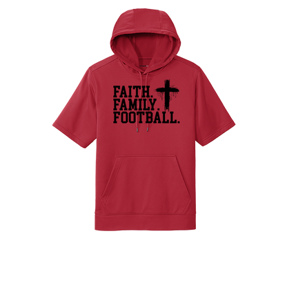 FAITH FAMILY FOOTBALL (A) (Black) - Short Sleeve Hoodie