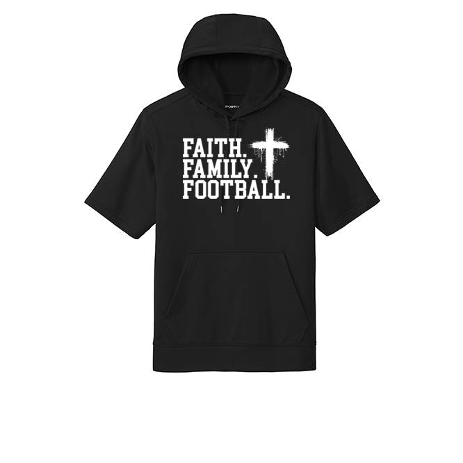 FAITH FAMILY FOOTBALL (A) (White) - Short Sleeve Hoodie