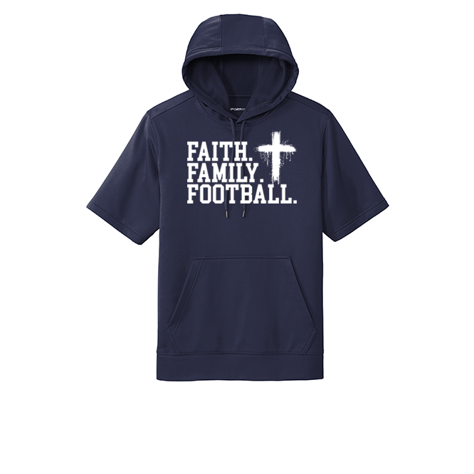 FAITH FAMILY FOOTBALL (A) (White) - Short Sleeve Hoodie