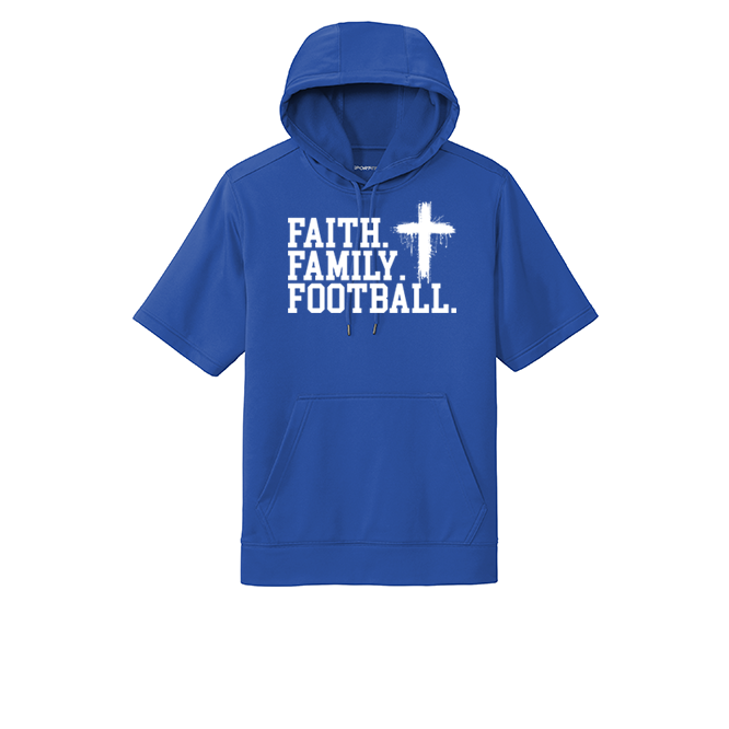 FAITH FAMILY FOOTBALL (A) (White) - Short Sleeve Hoodie