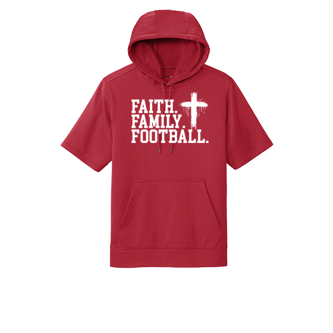 FAITH FAMILY FOOTBALL (A) (White) - Short Sleeve Hoodie