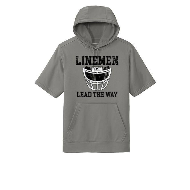 LINEMEN LEAD THE WAY (A) (Black) - Short Sleeve Hoodie