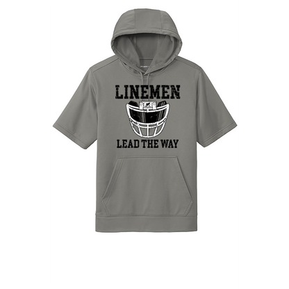 LINEMEN LEAD THE WAY (A) (Black) - Short Sleeve Hoodie