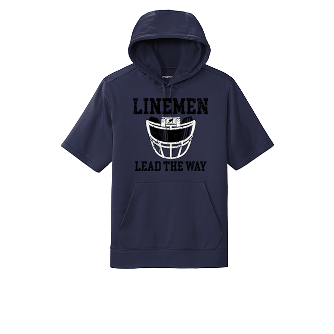 LINEMEN LEAD THE WAY (A) (Black) - Short Sleeve Hoodie
