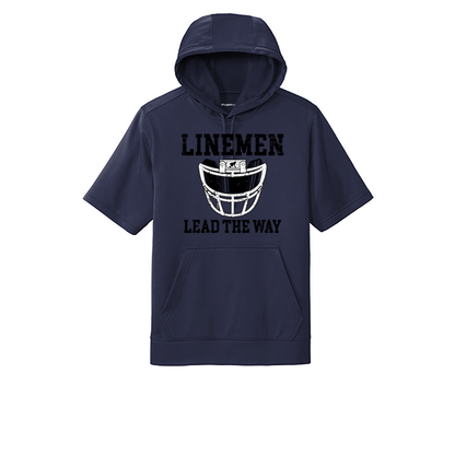 LINEMEN LEAD THE WAY (A) (Black) - Short Sleeve Hoodie