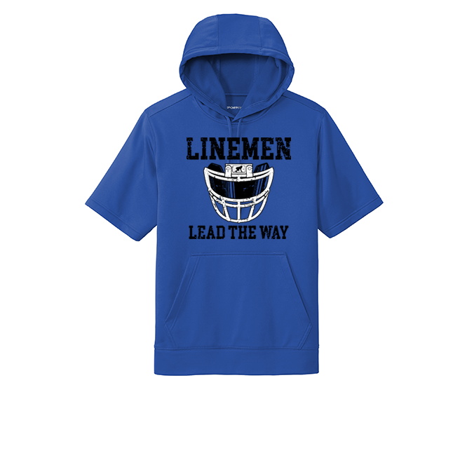LINEMEN LEAD THE WAY (A) (Black) - Short Sleeve Hoodie