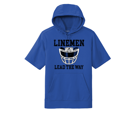 LINEMEN LEAD THE WAY (A) (Black) - Short Sleeve Hoodie