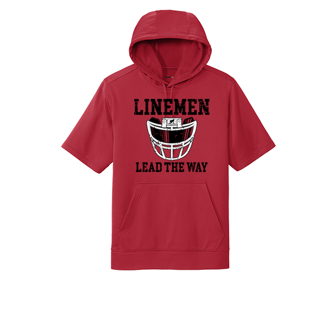 LINEMEN LEAD THE WAY (A) (Black) - Short Sleeve Hoodie