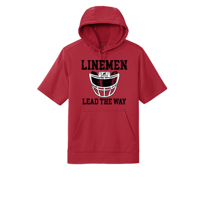 LINEMEN LEAD THE WAY (A) (Black) - Short Sleeve Hoodie