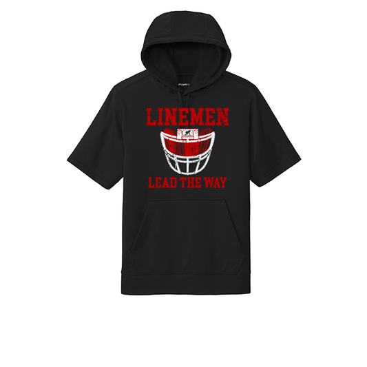 LINEMEN LEAD THE WAY (A) (Red) - Short Sleeve Hoodie