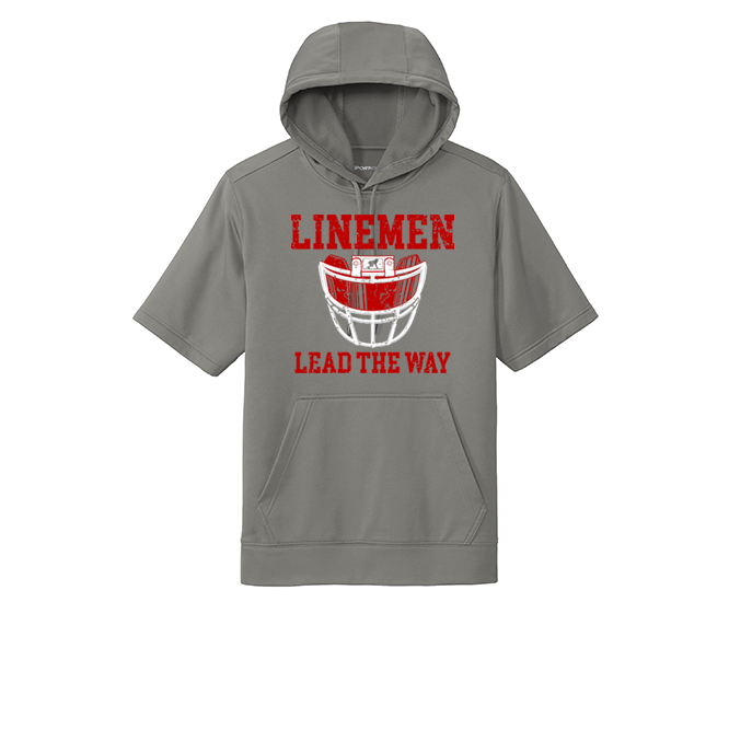 LINEMEN LEAD THE WAY (A) (Red) - Short Sleeve Hoodie