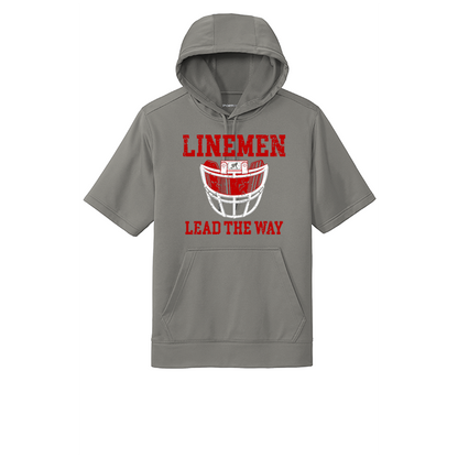 LINEMEN LEAD THE WAY (A) (Red) - Short Sleeve Hoodie