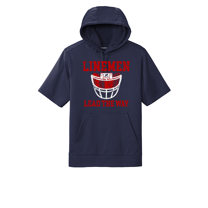 LINEMEN LEAD THE WAY (A) (Red) - Short Sleeve Hoodie