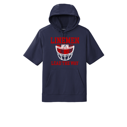 LINEMEN LEAD THE WAY (A) (Red) - Short Sleeve Hoodie