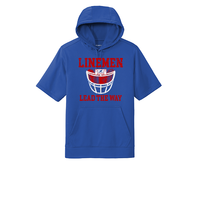 LINEMEN LEAD THE WAY (A) (Red) - Short Sleeve Hoodie