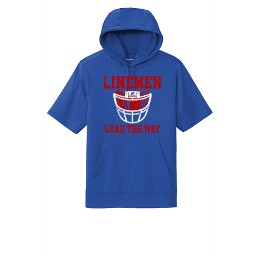 LINEMEN LEAD THE WAY (A) (Red) - Short Sleeve Hoodie