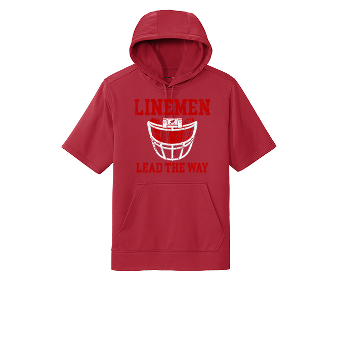 LINEMEN LEAD THE WAY (A) (Red) - Short Sleeve Hoodie