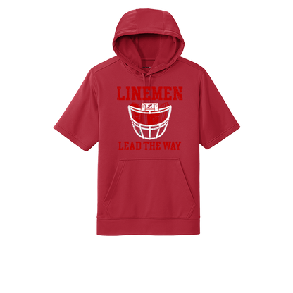LINEMEN LEAD THE WAY (A) (Red) - Short Sleeve Hoodie