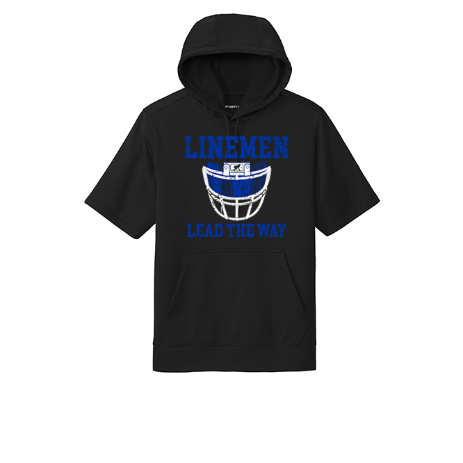 LINEMEN LEAD THE WAY (A) (Royal) - Short Sleeve Hoodie