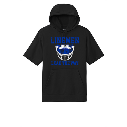 LINEMEN LEAD THE WAY (A) (Royal) - Short Sleeve Hoodie