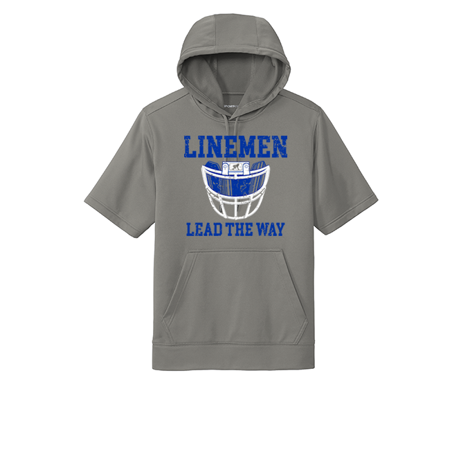 LINEMEN LEAD THE WAY (A) (Royal) - Short Sleeve Hoodie