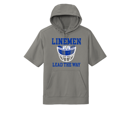 LINEMEN LEAD THE WAY (A) (Royal) - Short Sleeve Hoodie