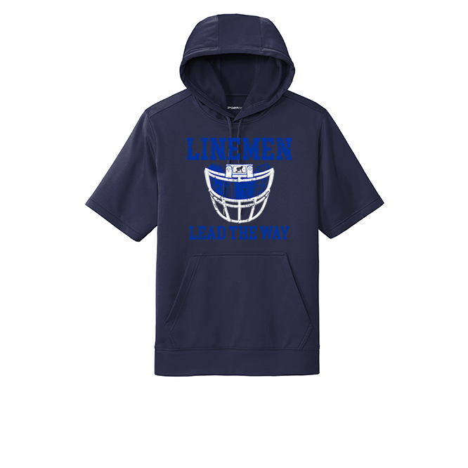 LINEMEN LEAD THE WAY (A) (Royal) - Short Sleeve Hoodie