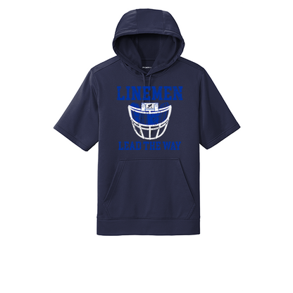 LINEMEN LEAD THE WAY (A) (Royal) - Short Sleeve Hoodie
